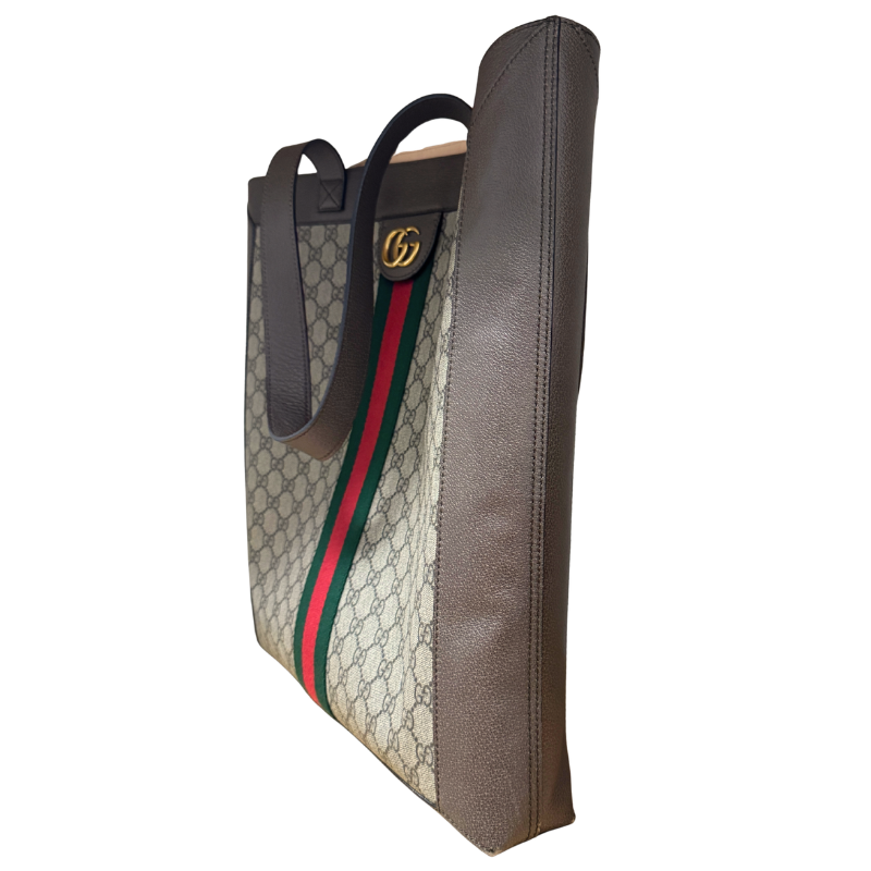 Gucci GG Supreme Monogram Web Stripe Ophidia Large Vertical Shopping Tote