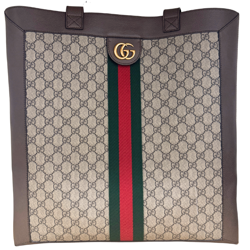 Gucci GG Supreme Monogram Web Stripe Ophidia Large Vertical Shopping Tote