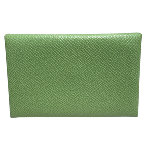 Hermes Vert Criquet Epsom Calvi Duo Card Holder