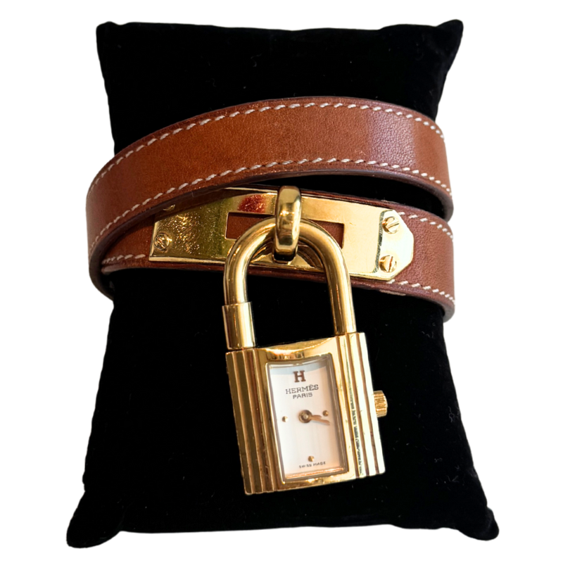 Hermes 20mm Kelly Cadena Quartz Double Wrap Lock Watch
