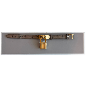 Hermes Gray Ostrich 20mm Kelly Cadena Quartz Lock Watch