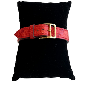 Hermes Red Ostrich 20mm Kelly Cadena Quartz Lock Watch