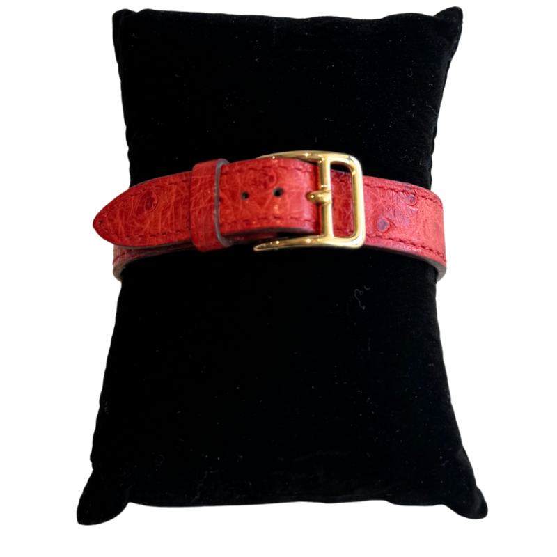 Hermes Red Ostrich 20mm Kelly Cadena Quartz Lock Watch