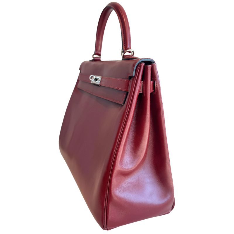 Hermes Kelly Retourne 35 Burgundy Box Calf Leather 2011