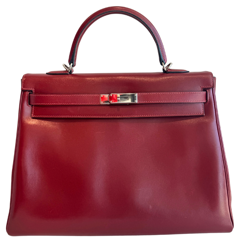 Hermes Kelly Retourne 35 Burgundy Box Calf Leather 2011