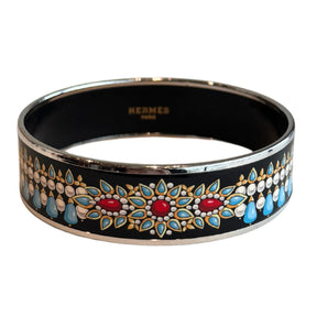 Hermes Vintage Wide Enamel Printed Bangle