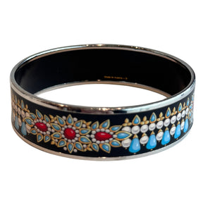 Hermes Vintage Wide Enamel Printed Bangle