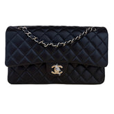 Chanel Quilted Bag&nbsp;

Classic Medium&nbsp;

Double Flap&nbsp;

Black Lambskin&nbsp;

Silver-Toned Hardware

Single Interior Pocket&nbsp;