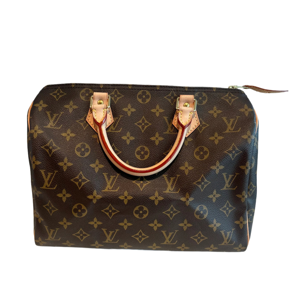 Louis Vuitton Speedy Mono&nbsp;

Louis Vuitton Top Handle Bag

Brown Coated Canvas

Brass Hardware

Leather Trim&nbsp;

Rolled Handles&nbsp;