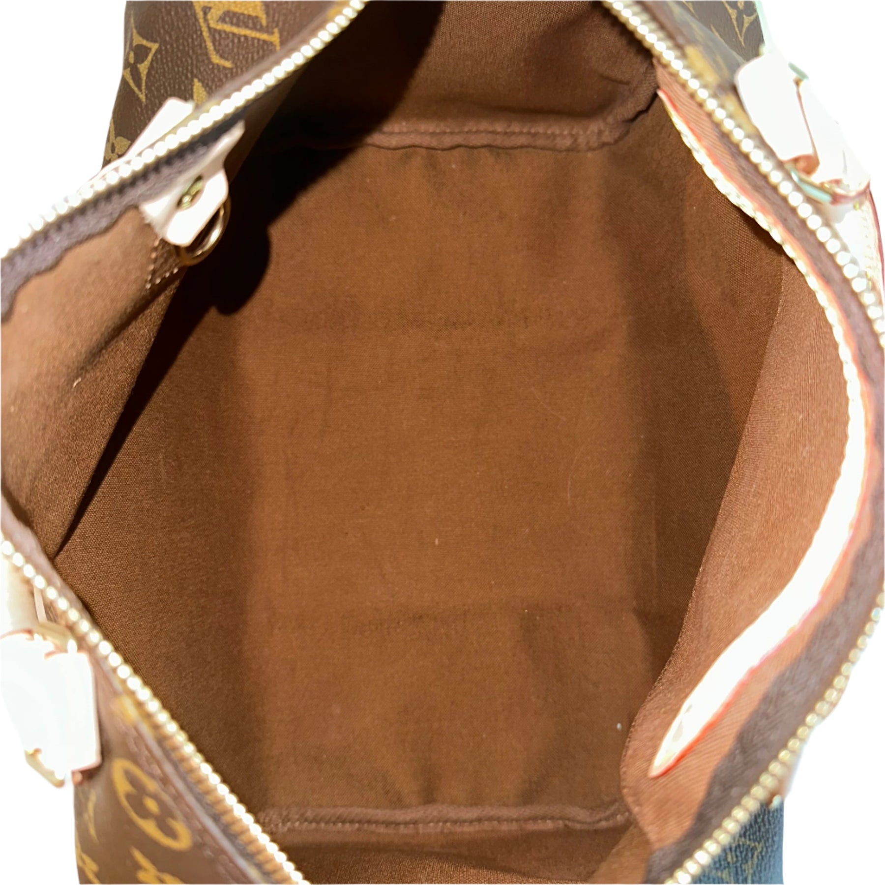 Louis Vuitton Speedy Mono&nbsp;

Louis Vuitton Top Handle Bag

Brown Coated Canvas

Brass Hardware

Leather Trim&nbsp;

Rolled Handles&nbsp;