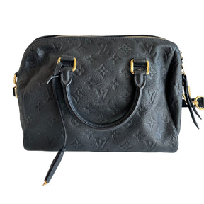 Louis Vuitton Empreinte Speedy  Embossed Black Leather&nbsp;  Rolled Leather Handles  Top Zipper&nbsp;  Detachable Strap  Gold-Toned Hardware&nbsp;