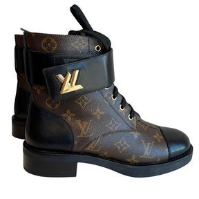 Louis Vuitton Monogram Wonderland Flat Ranger Combat Boots