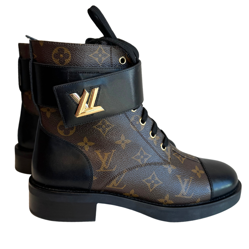 Louis Vuitton Monogram Wonderland Flat Ranger Combat Boots
