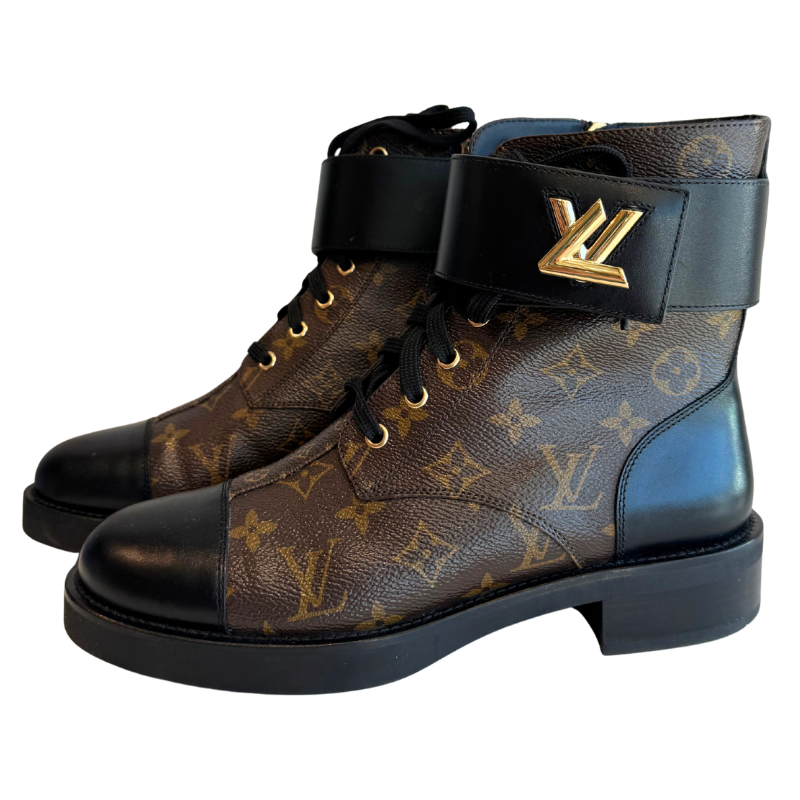 Louis Vuitton Monogram Wonderland Flat Ranger Combat Boots