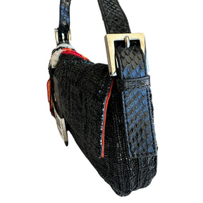 Fendi Bead-Embellished Bag&nbsp;

Baguette Bag&nbsp;

Toucan Embellishment&nbsp;

Beaded Exterior&nbsp;

Silver-Toned Hardware

Flat Shoulder Strap&nbsp;

Buckle Adjustments

Single Pocket&nbsp;

Snap Closure&nbsp;