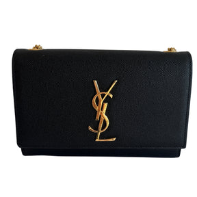 YSL Crossbody Bag

Saint Laurent Shoulder Bag

Black Leather

Gold-Toned Hardware&nbsp;

Chain-Link Accents&nbsp;

Snap Closure&nbsp;