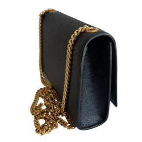 YSL Crossbody Bag

Saint Laurent Shoulder Bag

Black Leather

Gold-Toned Hardware&nbsp;

Chain-Link Accents&nbsp;

Snap Closure&nbsp;