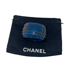 Chanel Grommet Wide Bangle&nbsp;  Blue Basin&nbsp;  Resin &amp; Strass&nbsp;  Metal Pearl Detailing  Chanel Logo&nbsp;  Magnet Closure&nbsp;