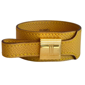 Hermes Artemis Mustard Colored Leather Bracelet