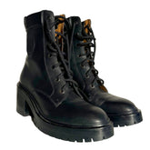 Hermes Black Leather Tie Up Combat Boots