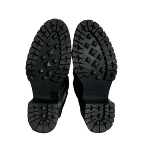 Hermes Black Leather Tie Up Combat Boots