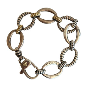 Lagos Two-Tone Fluted Oval Link Bracelet