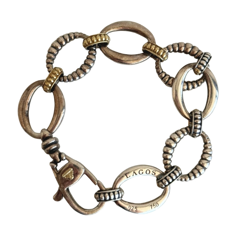 Lagos Two-Tone Fluted Oval Link Bracelet