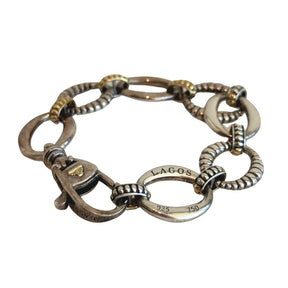 Lagos Two-Tone Fluted Oval Link Bracelet