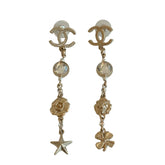 Chanel Gold Toned Chanel Charm Drop Earrings