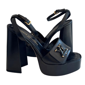 Louis Vuitton Black Leather Platform Heel