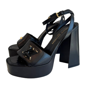 Louis Vuitton Black Leather Platform Heel