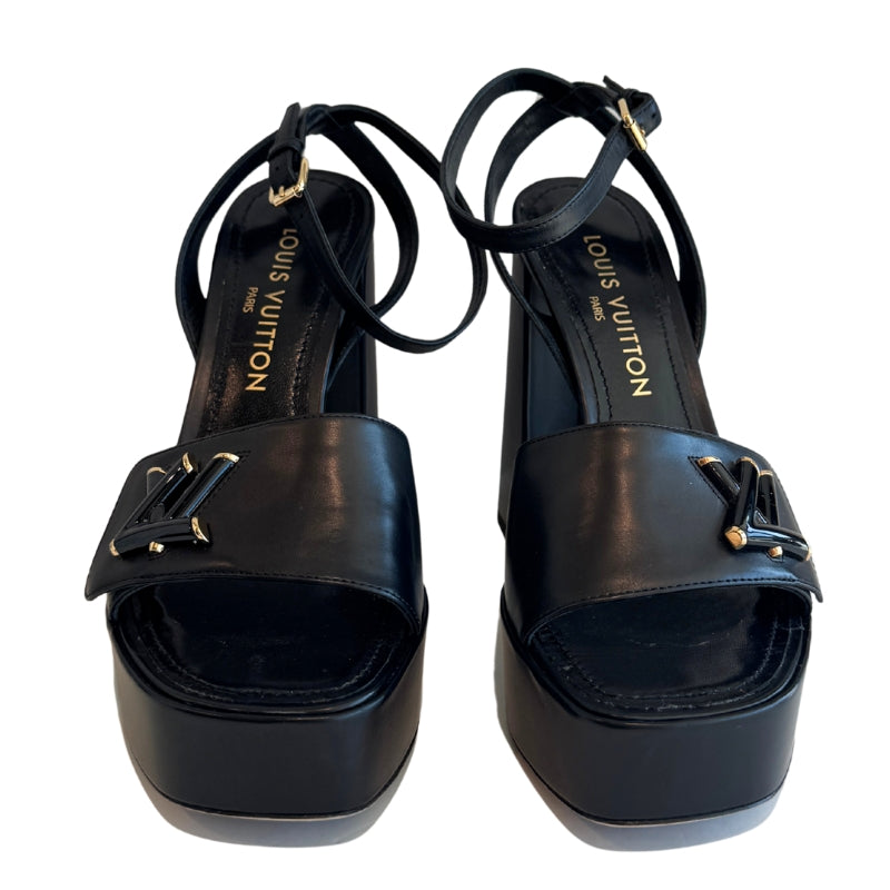 Louis Vuitton Black Leather Platform Heel