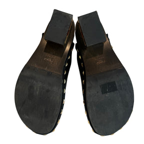 Fendi Studded Logo-Heel Leather Clogs