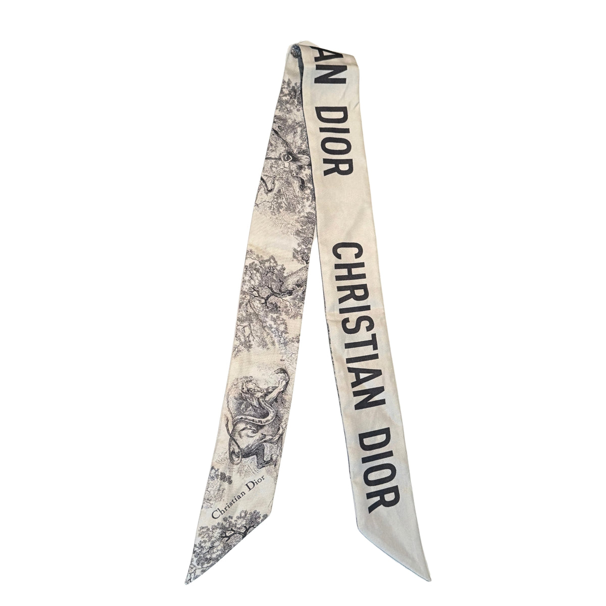 Christian Dior Monochrome Animal Logo Print Scarf