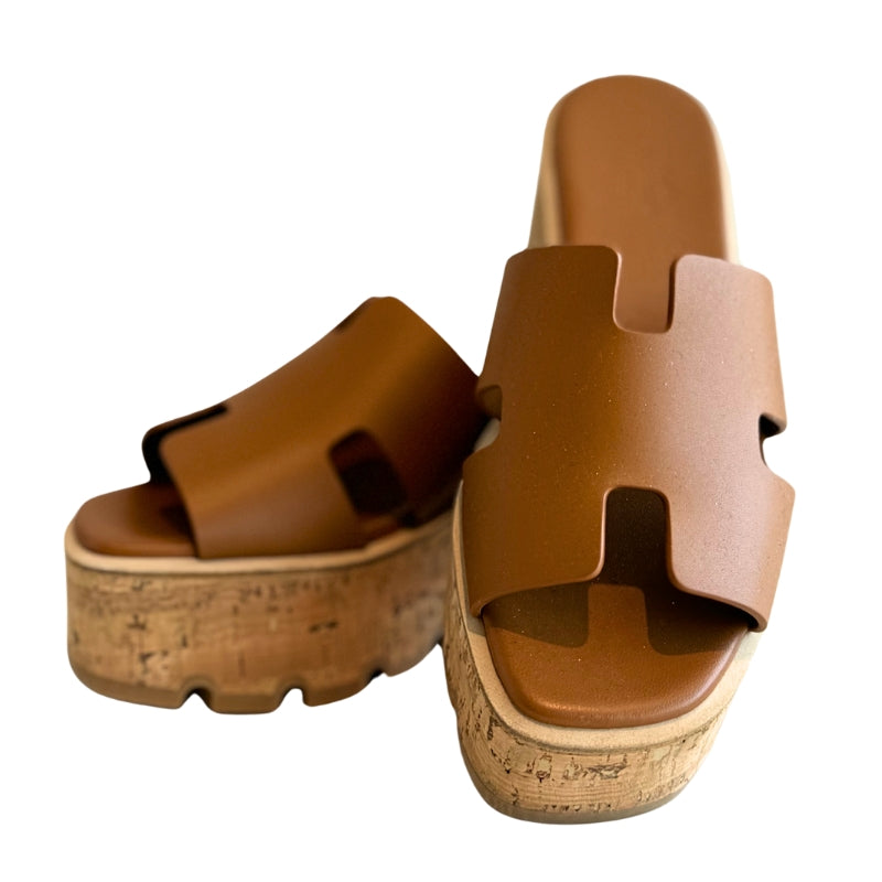 Hermes Calfskin Cork Platform Sandal