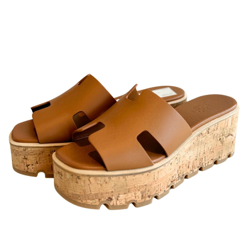 Hermes Calfskin Cork Platform Sandal