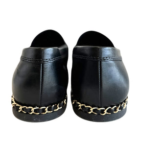 Shiny Calfskin Interlocking CC Logo Moccasin Loafers