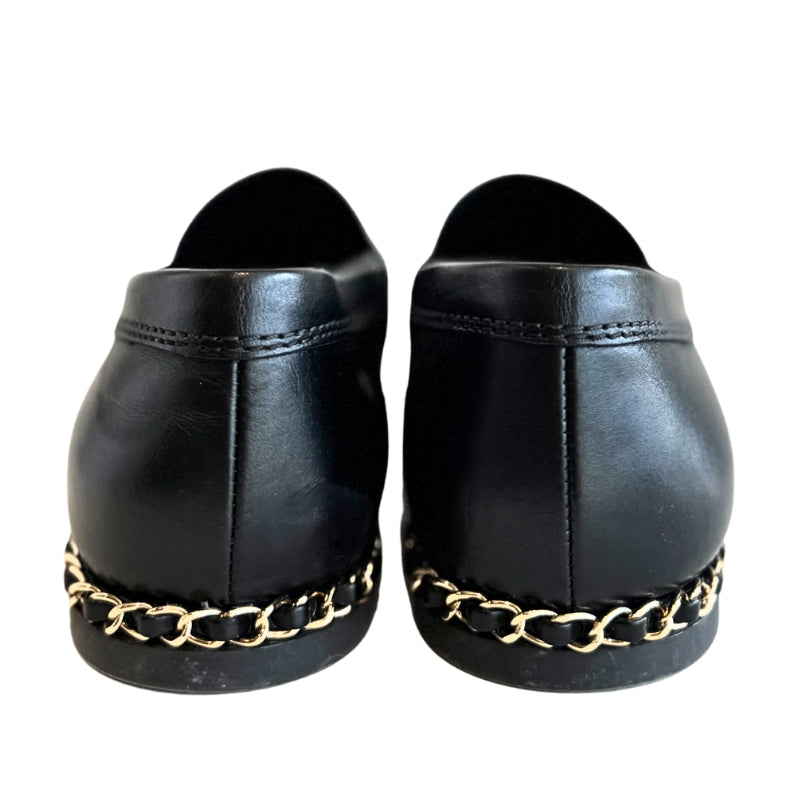 Shiny Calfskin Interlocking CC Logo Moccasin Loafers