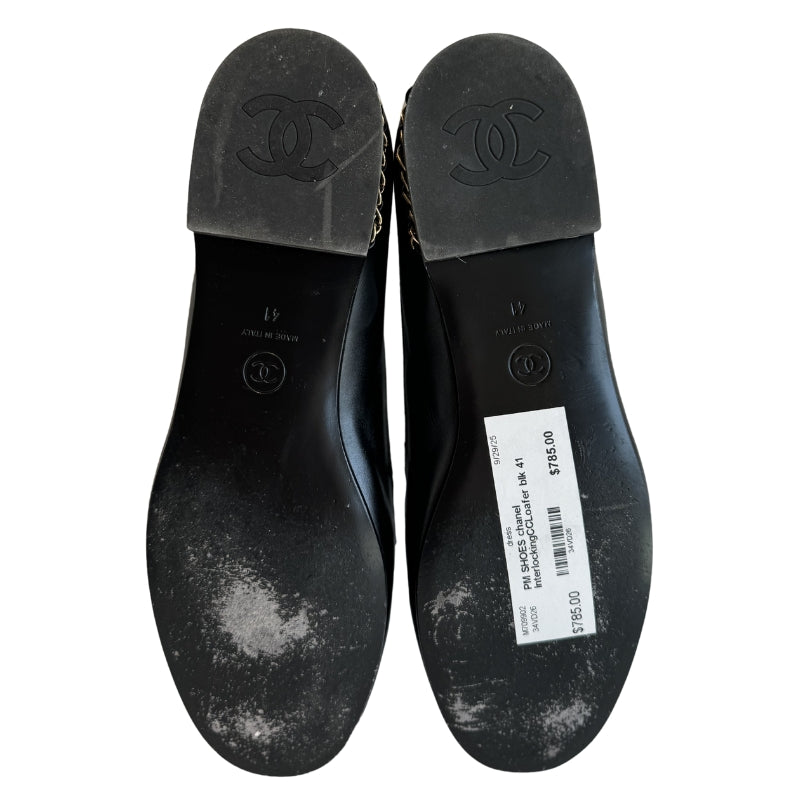 Shiny Calfskin Interlocking CC Logo Moccasin Loafers