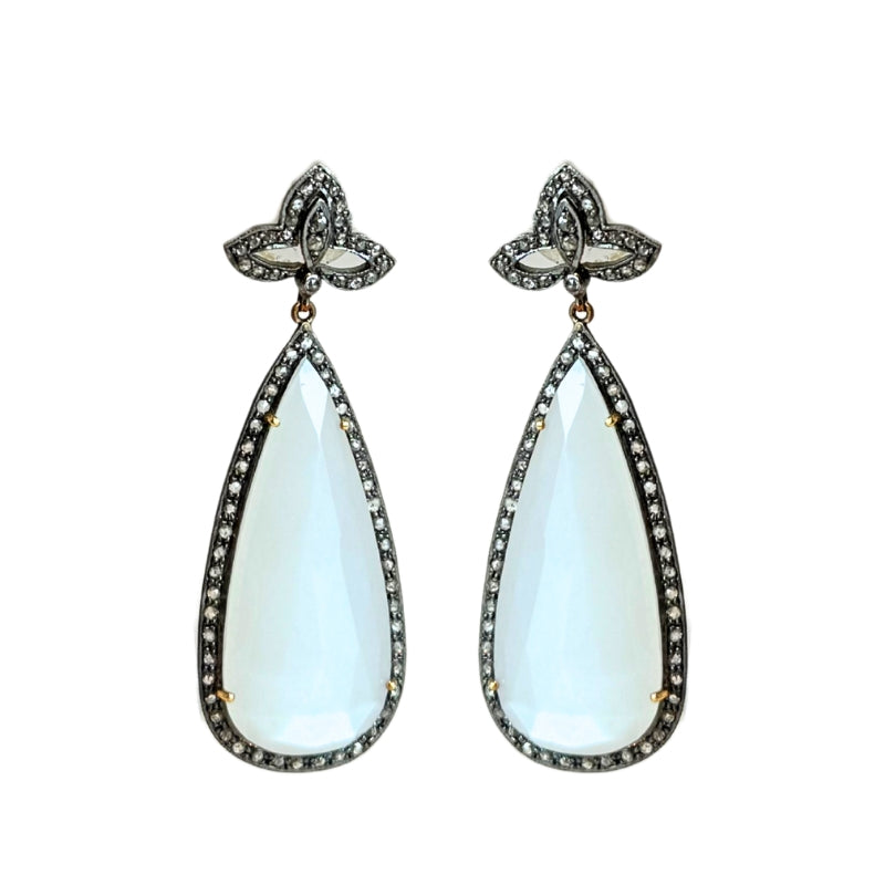 18k Moonstone Diamond Earrings