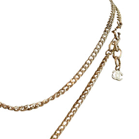 Chanel Crystal Pearl Resin CC Drop Chain Necklace
