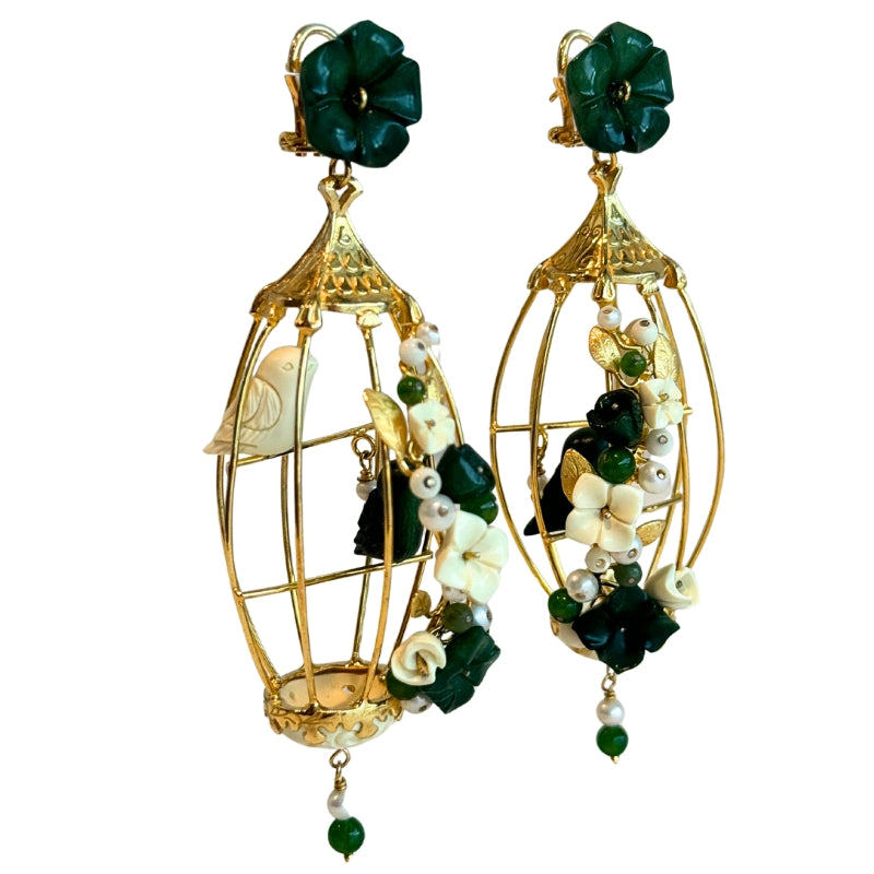 Of Rare Origin Lovebird Birdcage Earrings