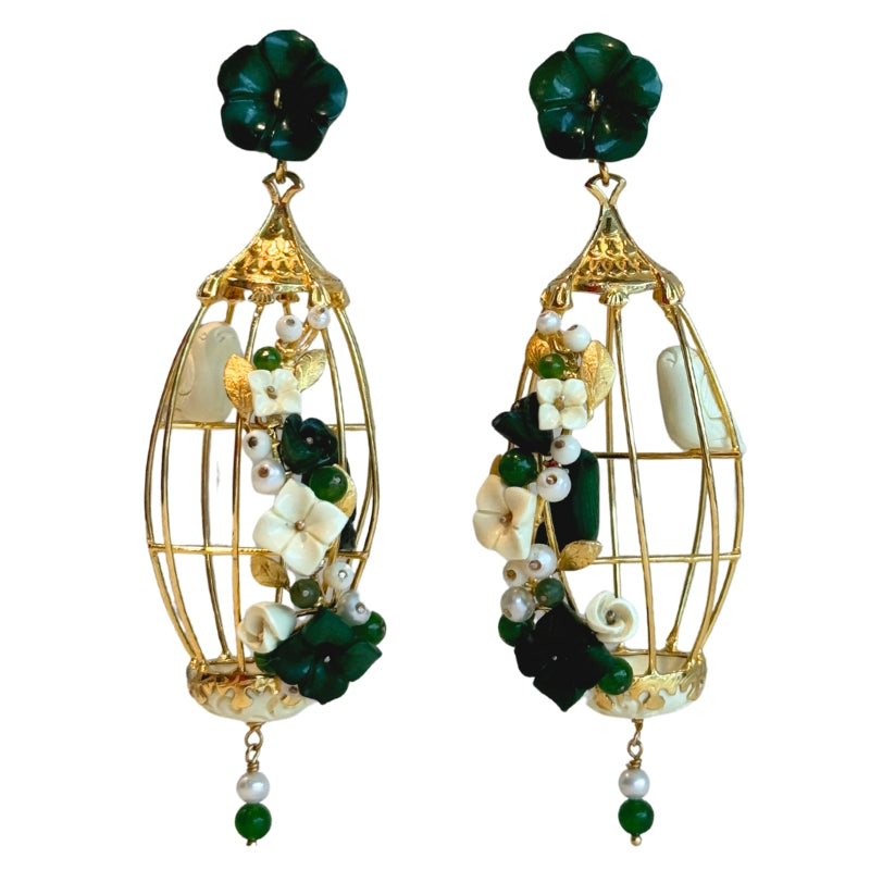 Of Rare Origin Lovebird Birdcage Earrings