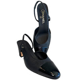 Chanel Textured Calfskin Interlocking CC Slingback Pumps