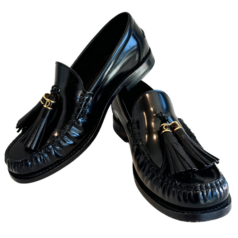 Christian Dior Leather Tassel Accent Loafers