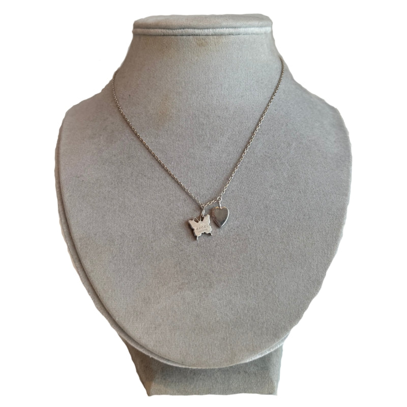 Gucci Trademark Heart & Butterfly Pendant Necklace