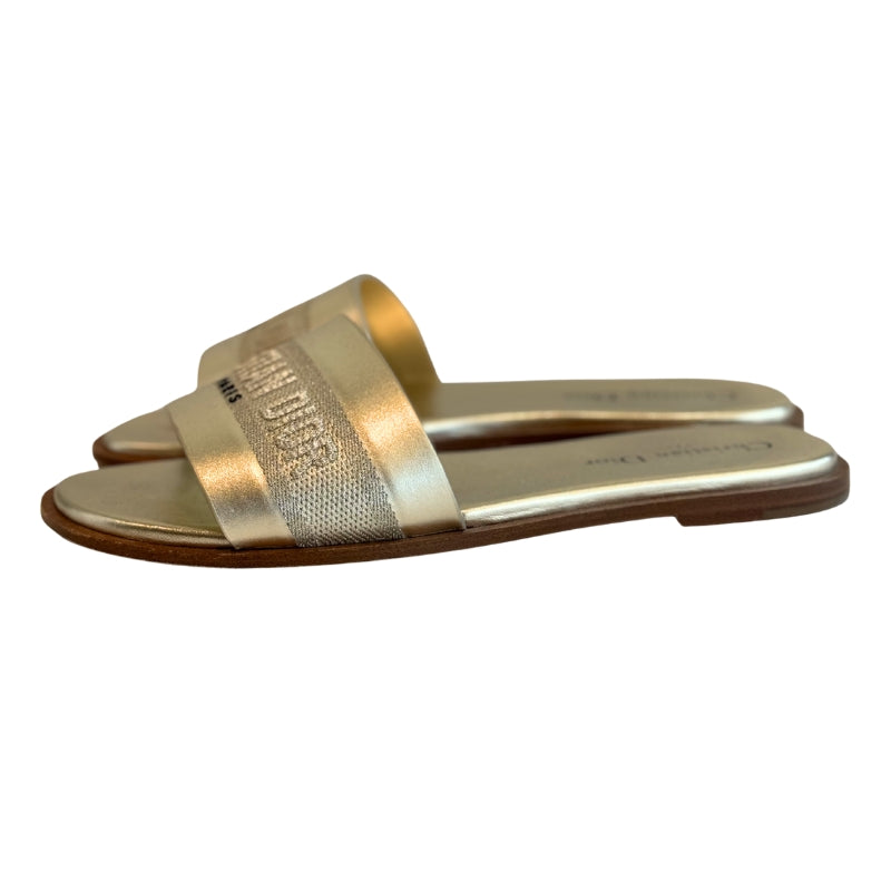 Christian Dior Gold Colored Flat Slides