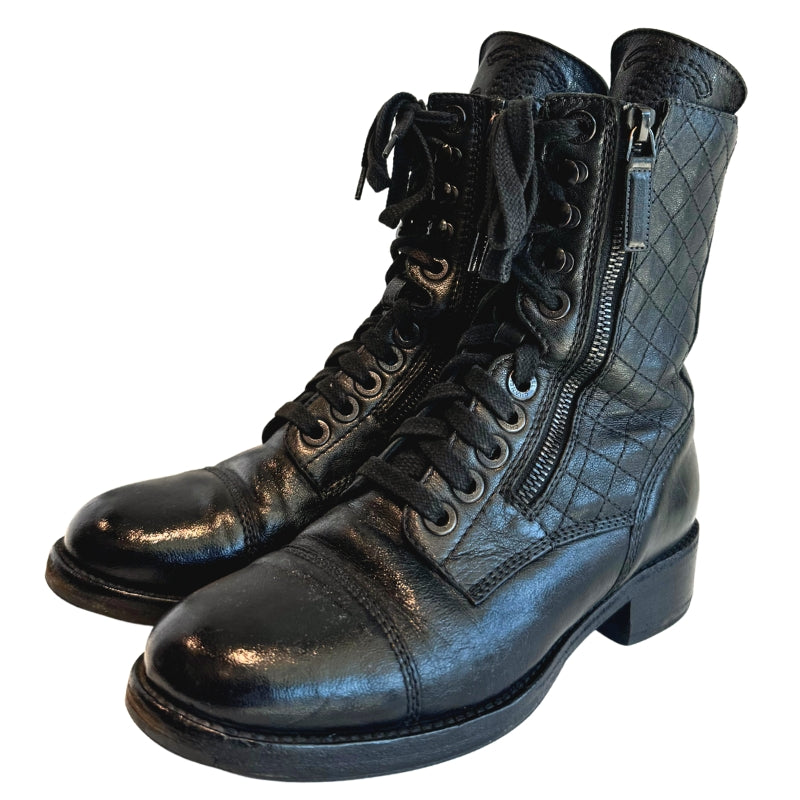 Chanel Black Quilted Combat Boot