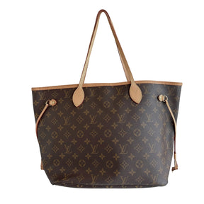 Louis Vuitton Neverfull MM&nbsp;  Pouch Included&nbsp;  Neautral Coated Canas  LV Monogram Canvas  Gold-Toned Hardware  Leather Trim&nbsp;  Dual Shoulder Straps  Clasp Closure at Top&nbsp;