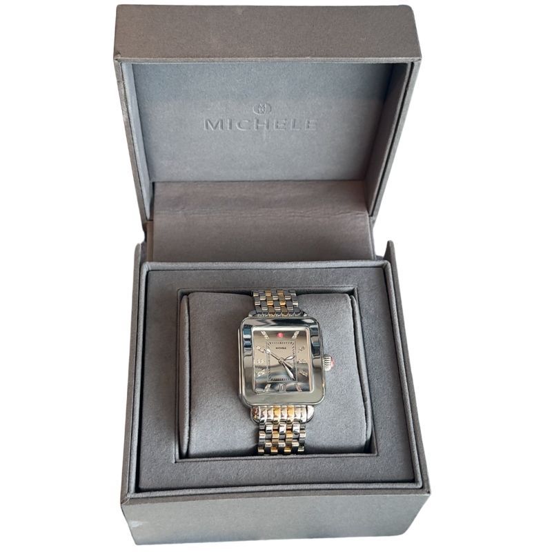 Michele Mixed Metal Two-Tone Diamond Detail Watch